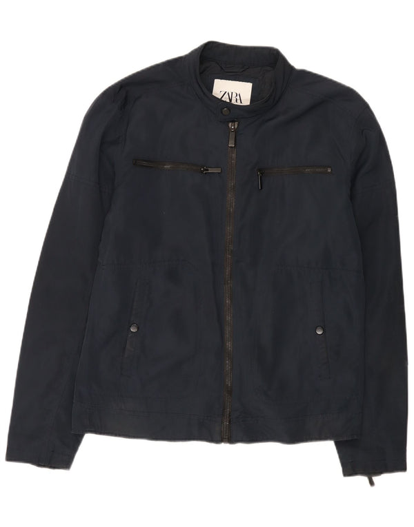 Zara Mens Utility Jacket UK 38 Medium Azul Marino Poliéster
