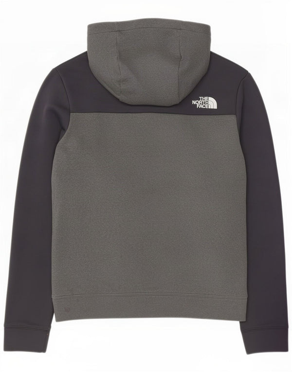 The North Face Jersey con capucha y cuello con cremallera para hombre, talla pequeña, poliéster color block gris