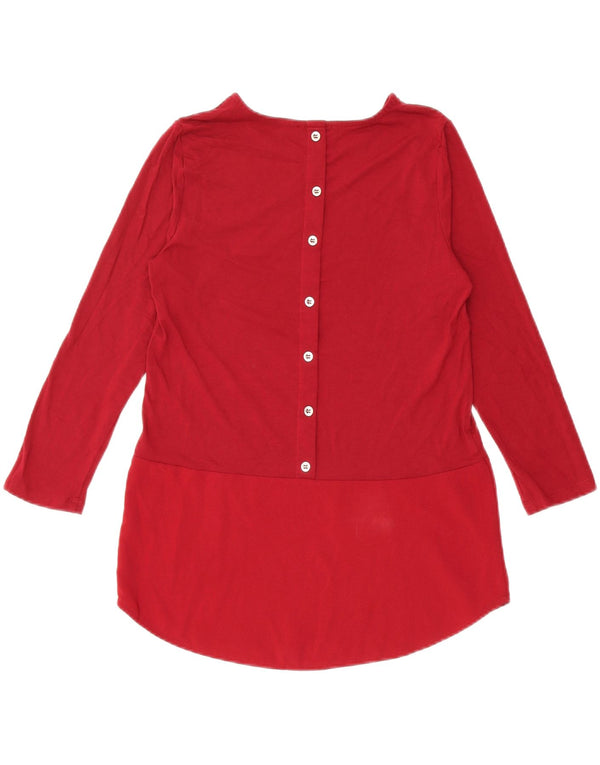 WAREHOUSE Blusa de manga 3/4 para mujer UK 8 Small Borgoña Viscosa