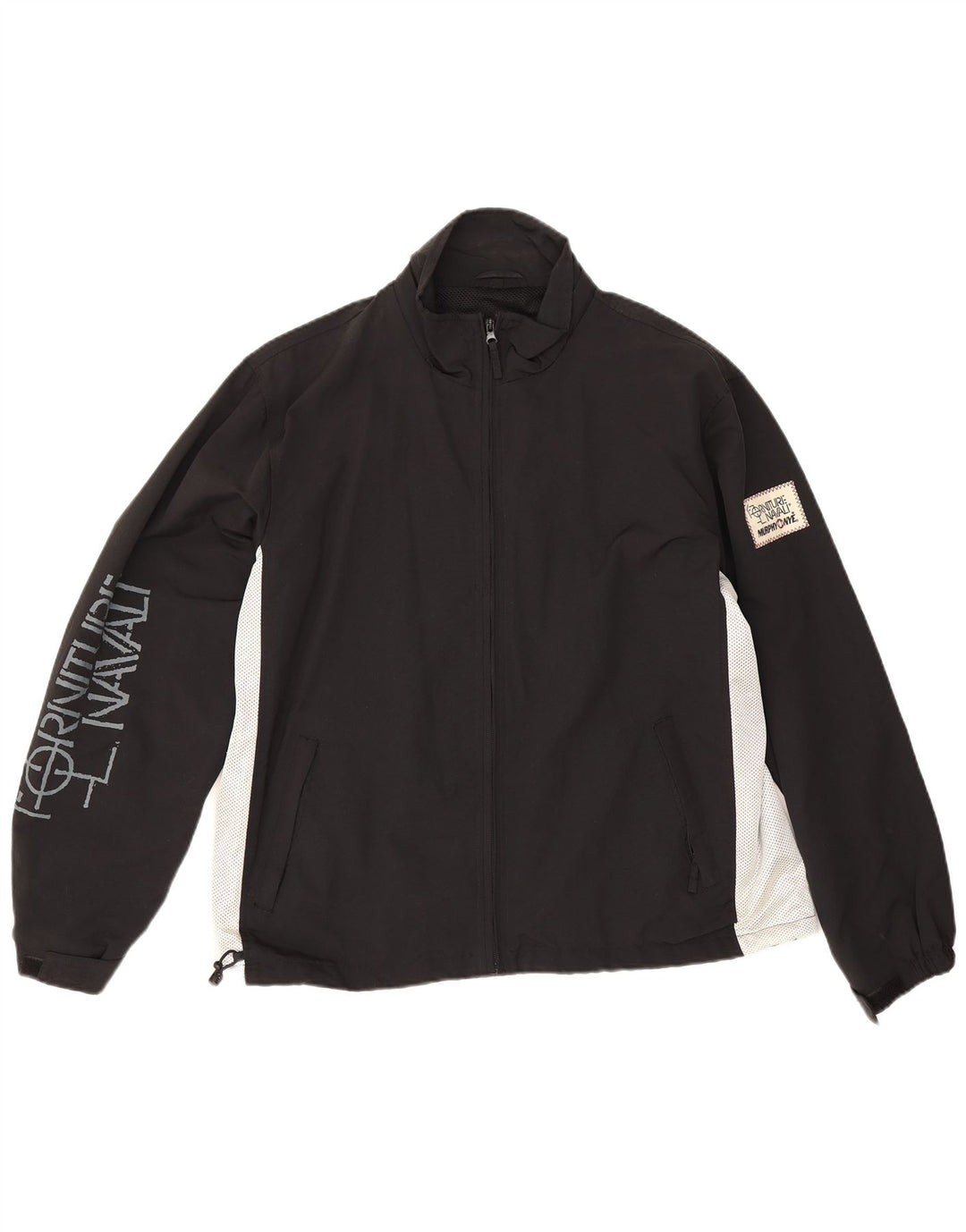 Murphy & Nye Mens Graphic Chándal Top Chaqueta Grande Negro Colorblock