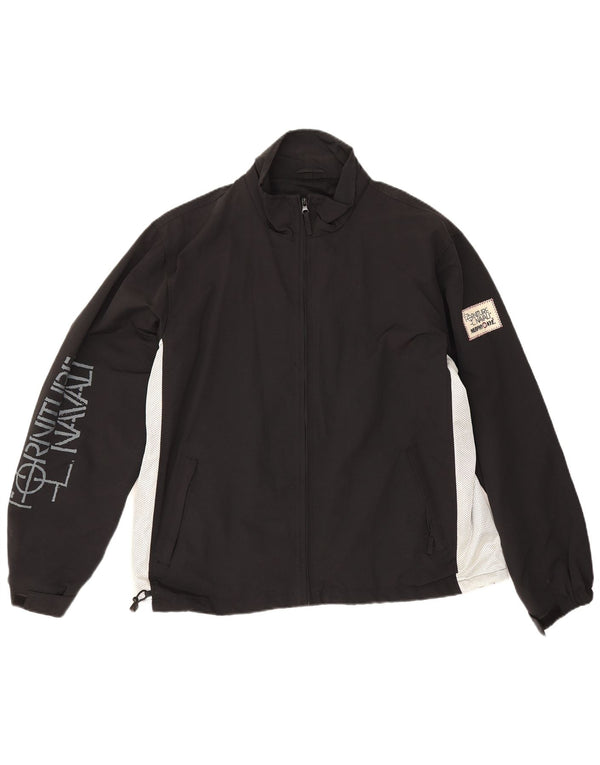 Murphy & Nye Mens Graphic Chándal Top Chaqueta Grande Negro Colorblock