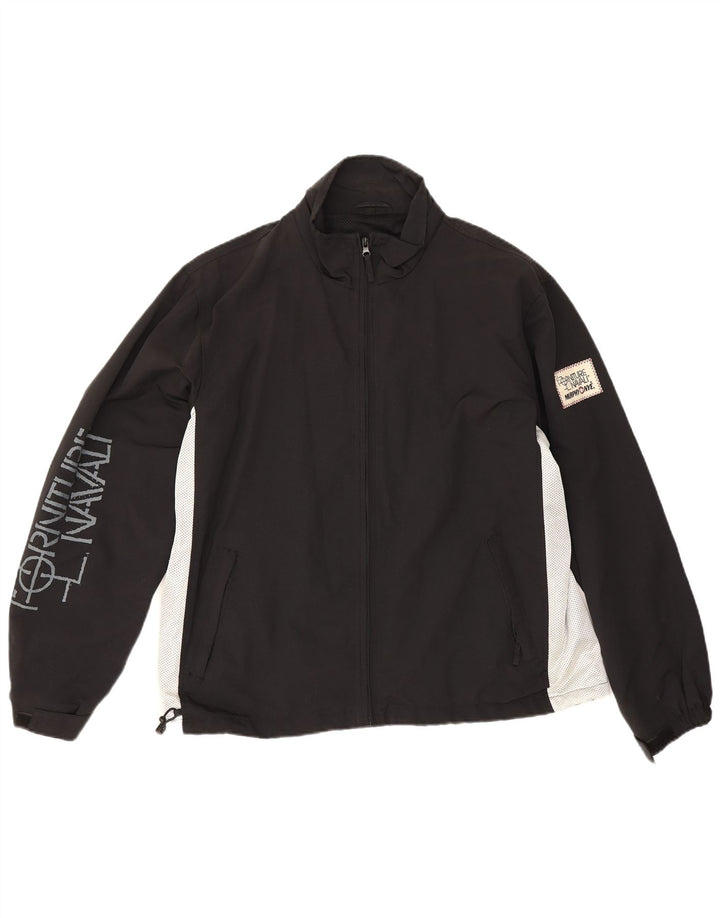 Murphy & Nye Mens Graphic Chándal Top Chaqueta Grande Negro Colorblock