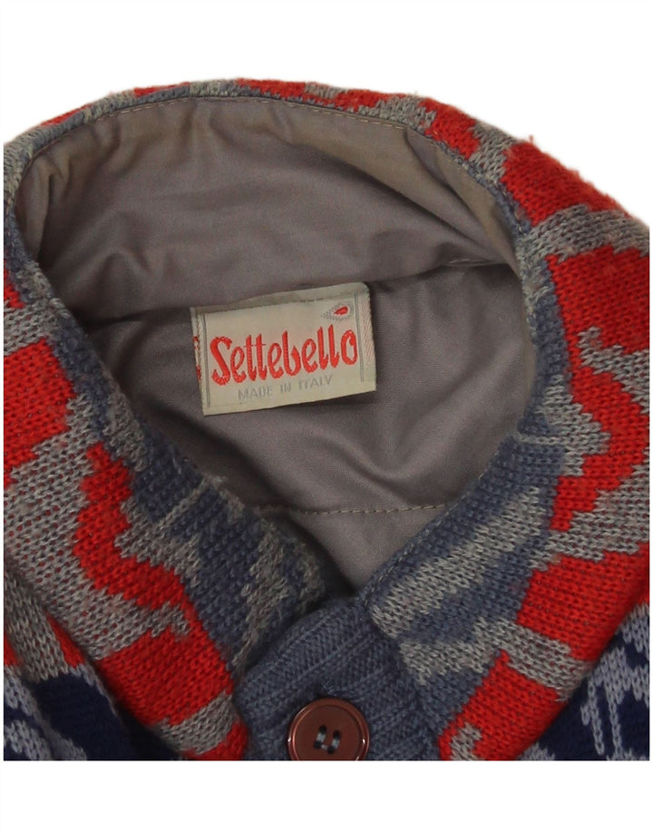 Settebello Cárdigan para hombre suéter grande de lana geométrica azul