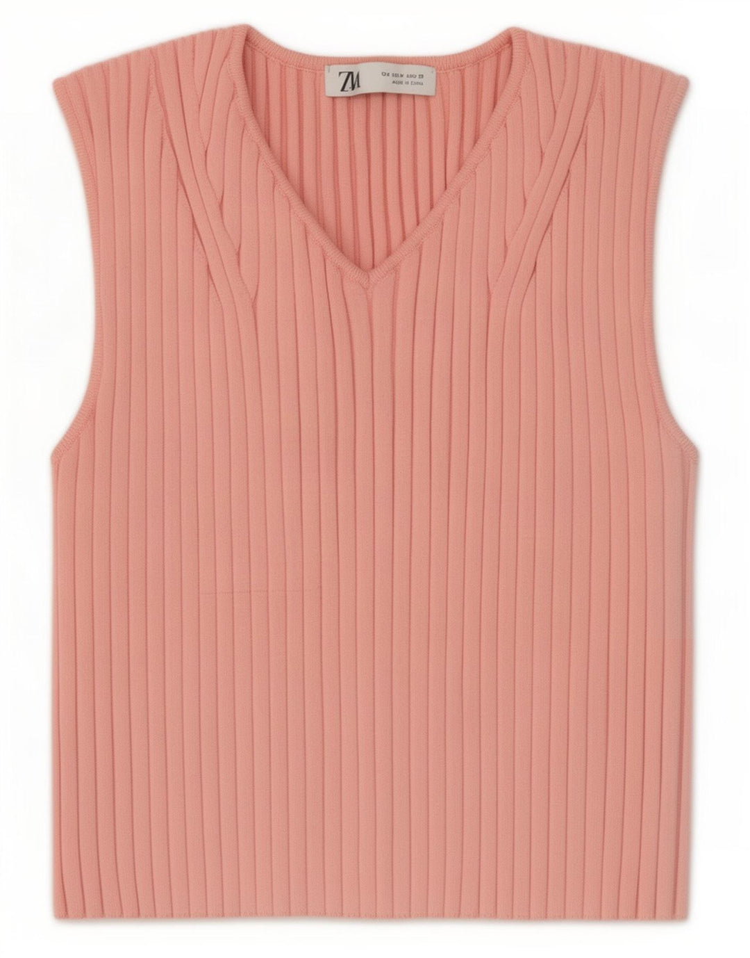 Zara Mujer Crop Vest Top UK 12 Medio Rosa Poliéster