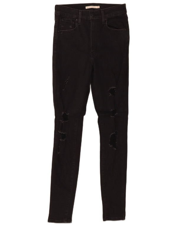 Levi's Vaqueros súper ajustados desgastados Mile High para mujer W28 L30 Algodón negro
