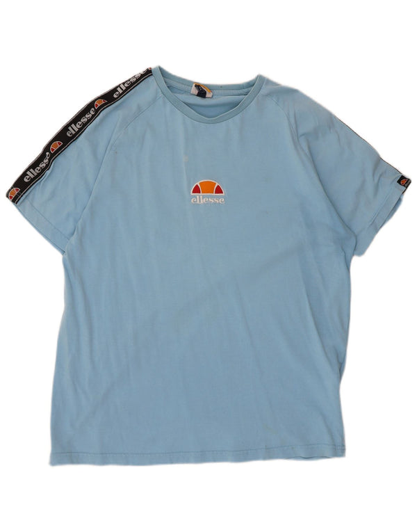Ellesse Hombre Camiseta gráfica Top Large Azul Colorblock Algodón