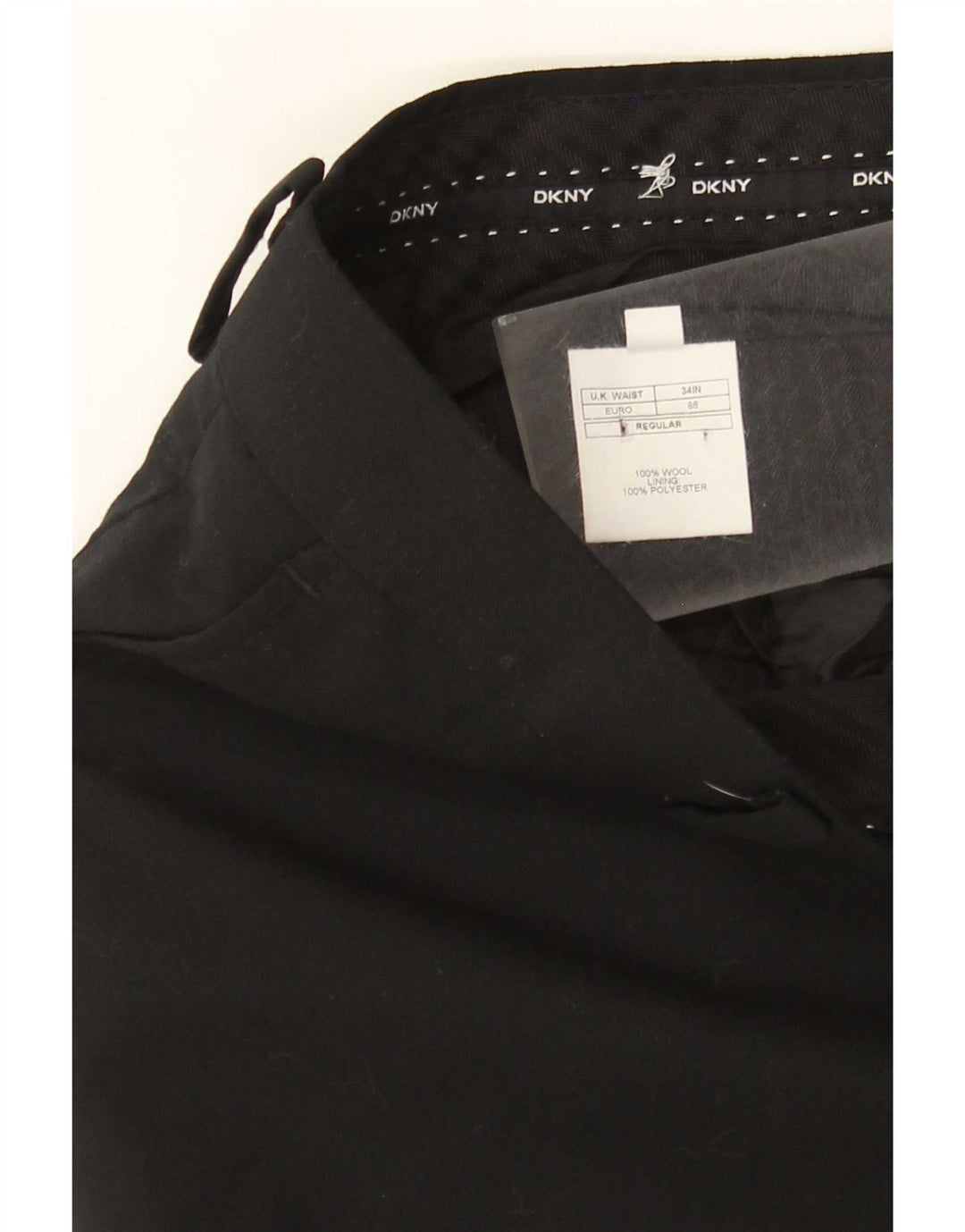 Dkny Pantalones Casuales Regulares Para Hombre W34 L31 Lana Negra