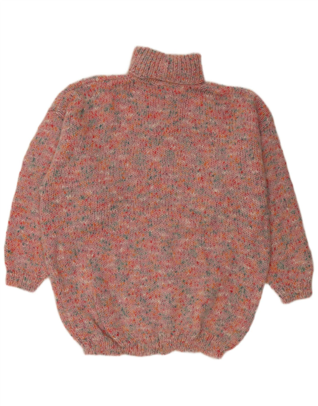 VINTAGE Mujer Oversize Roll Neck Jumper Suéter Reino Unido 20 2XL Rosa Flecked