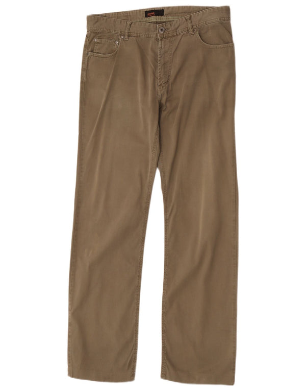 Zara Mens Pantalones Casuales Rectos EU 42 Large W32 L32 Algodón Caqui