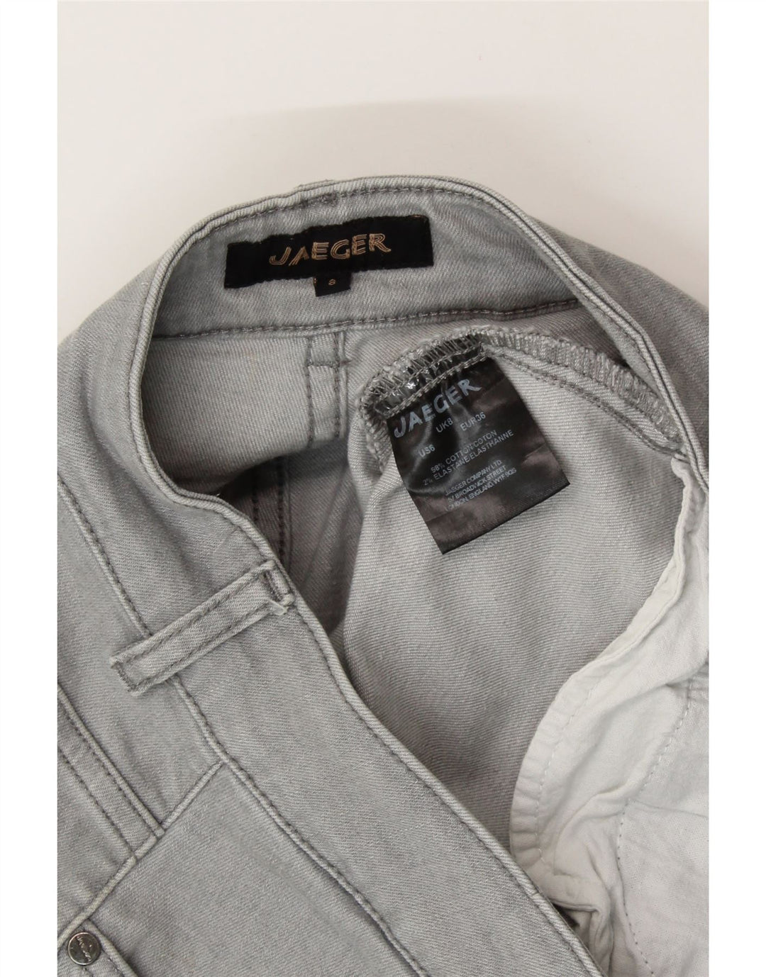 JAEGER Vaqueros pitillo para mujer UK 8 Small W30 L30 Algodón gris