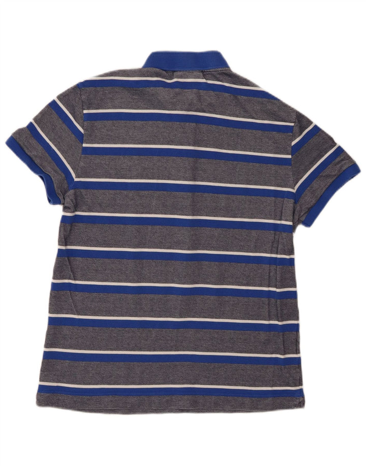 Polo Lacoste de corte regular para hombre, talla 4, algodón a rayas azul medio