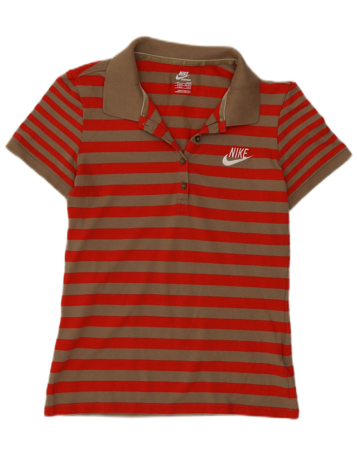 Nike Polo para mujer UK 10/12 Medium Rojo Rayas
