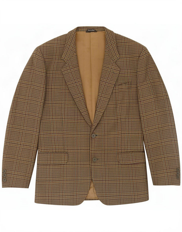 Chaqueta tipo blazer de 2 botones para hombre de Wall Street UK 40 Large Brown Plaid