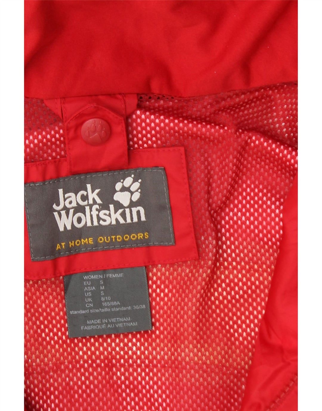 JACK WOLFSKIN Chaqueta impermeable con capucha para mujer UK 8/10 Small Red Polyamide