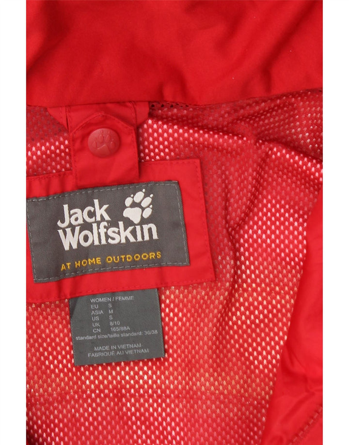 JACK WOLFSKIN Chaqueta impermeable con capucha para mujer UK 8/10 Small Red Polyamide