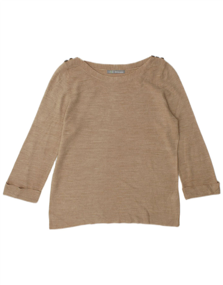 Marks & Spencer - Jersey para mujer con cuello barco, talla 40, color beige medio