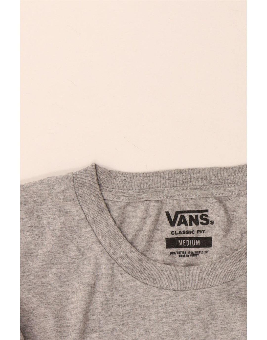 VANS Hombre Classic Fit Camiseta Top Algodón Gris Medio