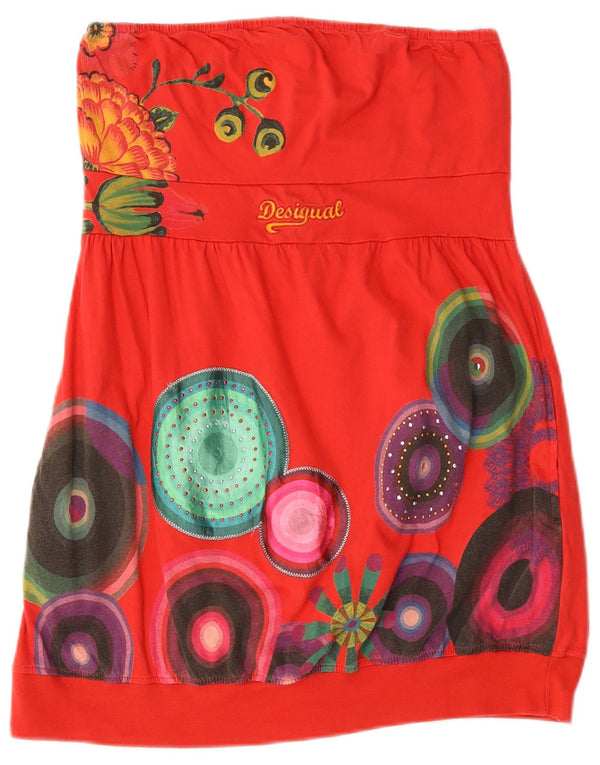 Desigual Womens Strapless Top UK 18 XL Red Cotton Festival