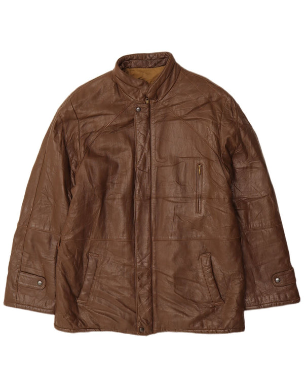 VINTAGE Chaqueta de cuero para hombre IT 52 XL Cuero marrón