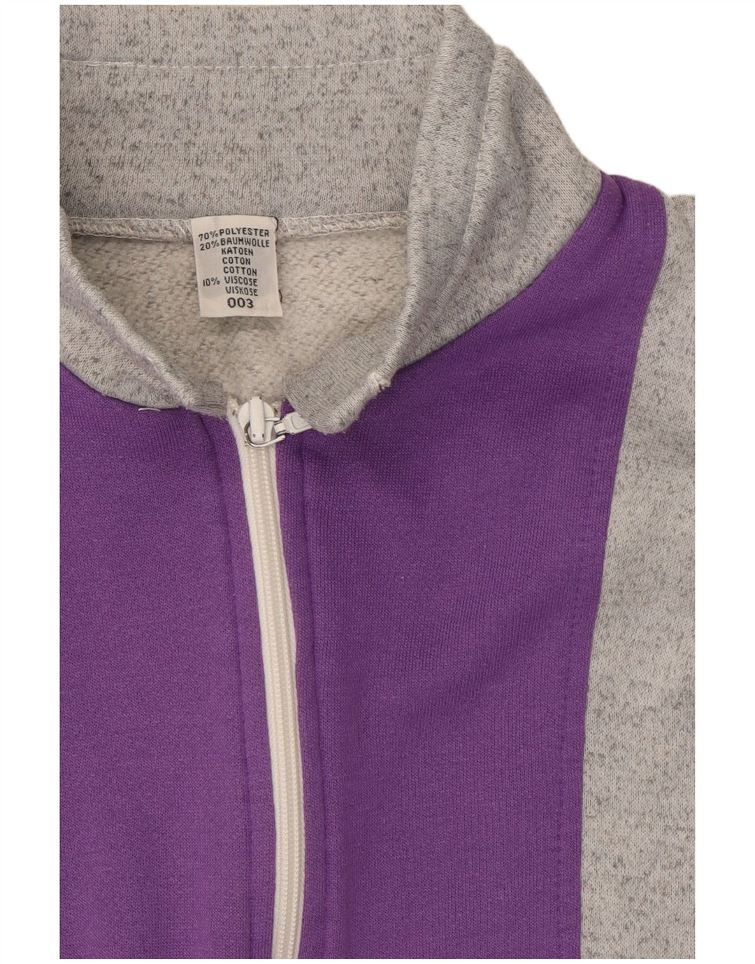 Vintage mujer chándal top chaqueta Reino Unido 12 gris medio colorblock poliéster