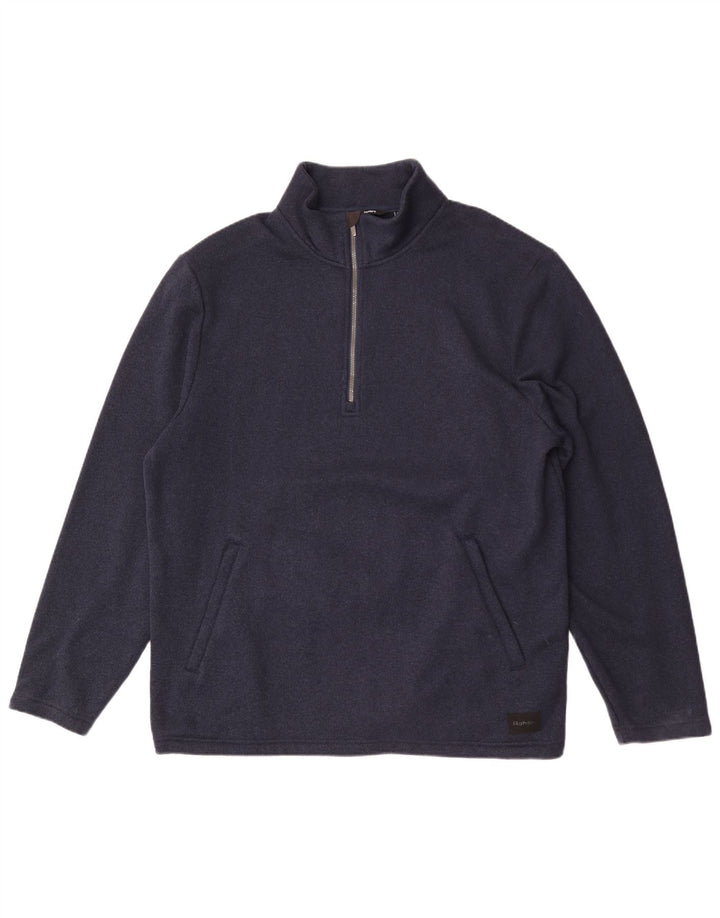 Rohan Hombre Cremallera Cuello Sudadera Jumper XL Azul Marino Poliéster