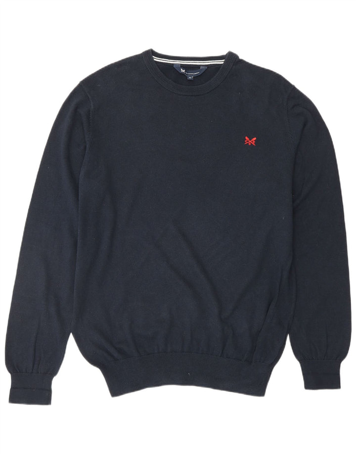 CREW CLOTHING Suéter tipo jersey con cuello redondo para hombre Algodón azul marino medio