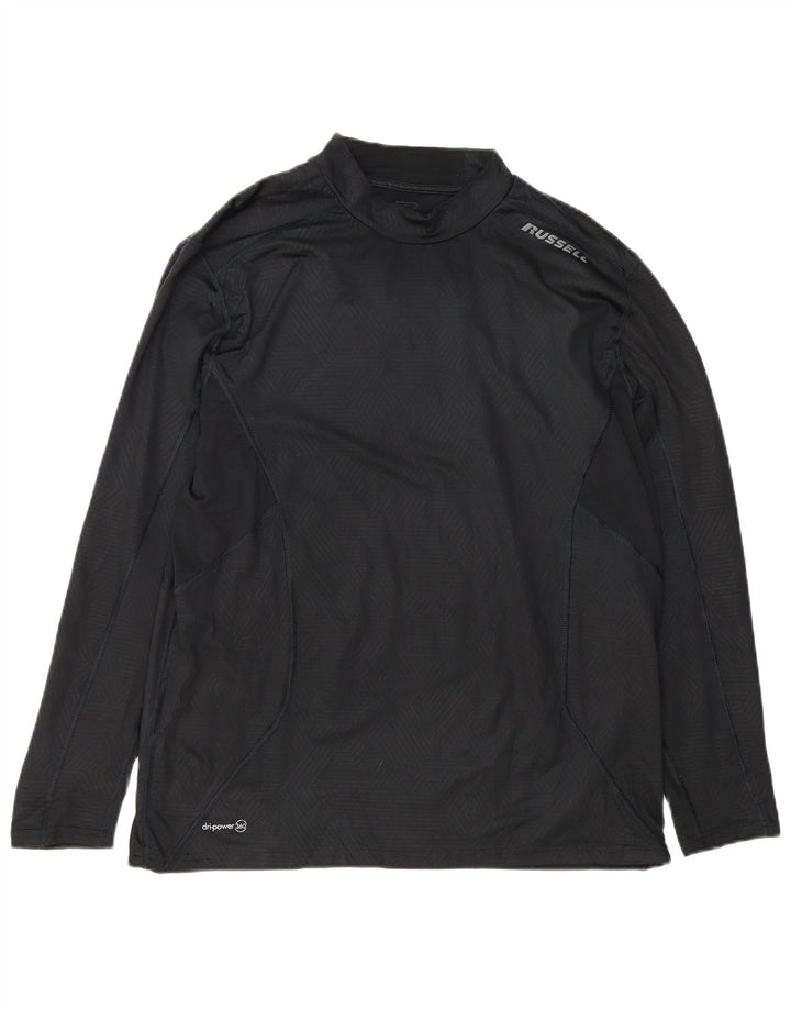 Russell Athletic Hombre Dri-Power Graphic Top Manga Larga XL Negro Geométrico