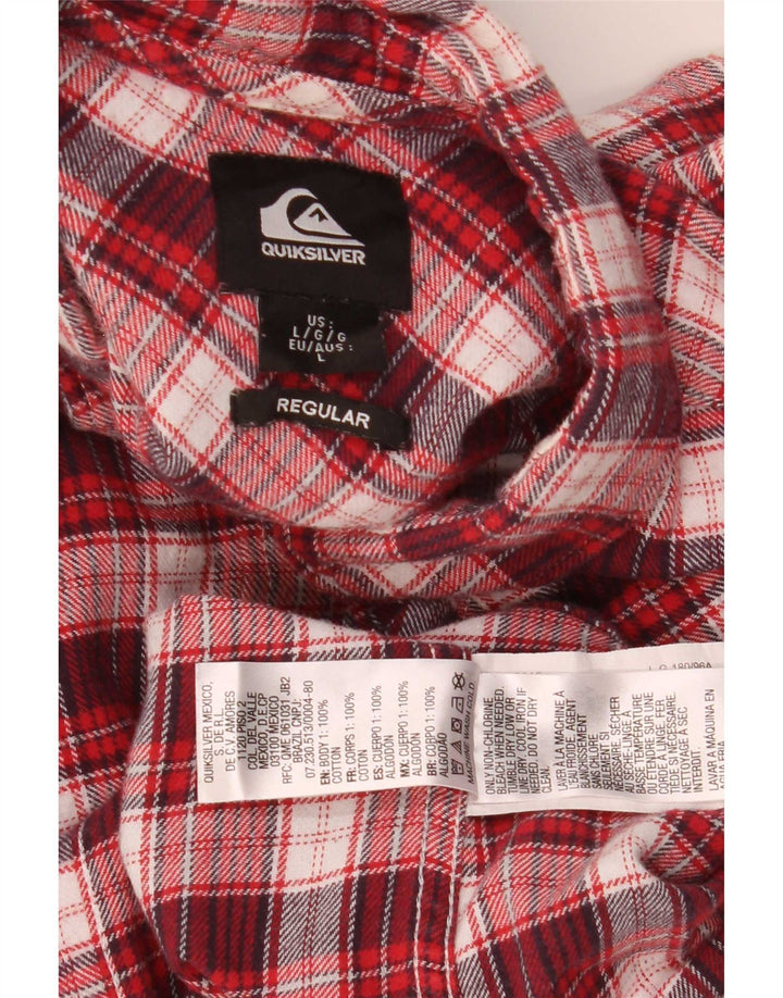 Quiksilver Camisa de franela de ajuste regular para hombre, algodón a cuadros rojos grandes