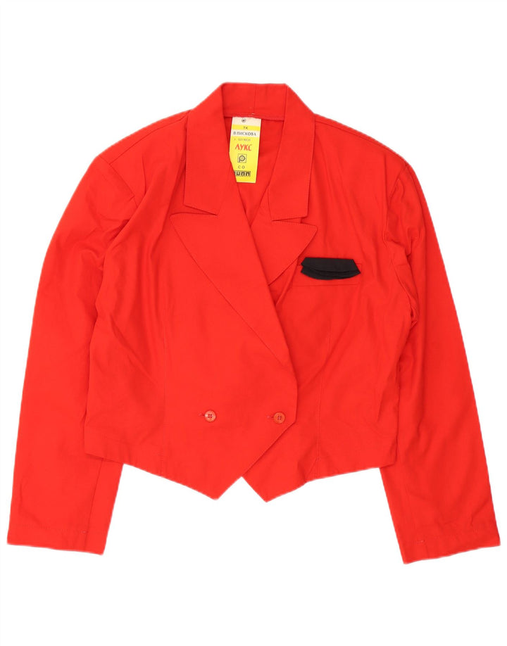 Vintage mujer doble pecho Blazer chaqueta Reino Unido 16 rojo grande