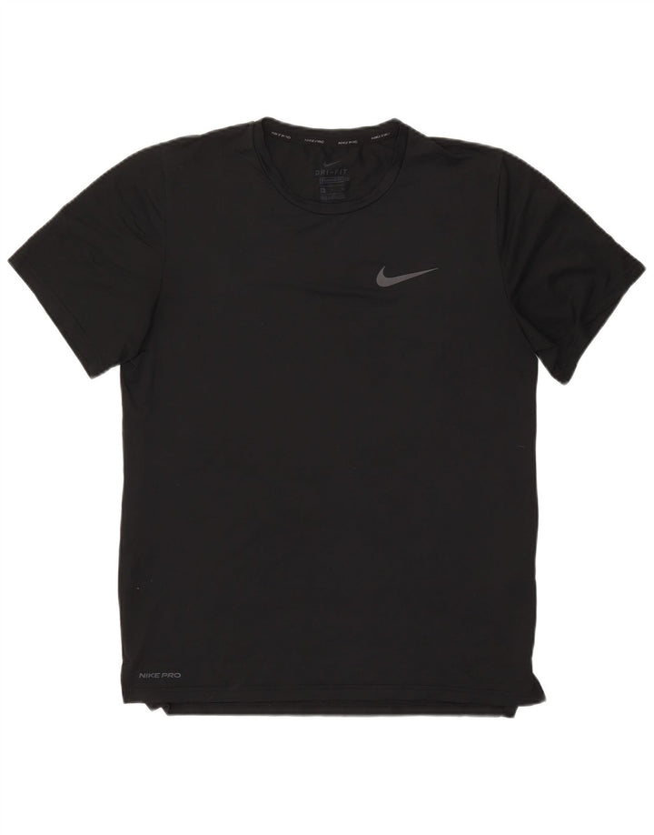 NIKE Camiseta Dri Fit Standard Fit para Hombre Top Pequeño Poliéster Negro