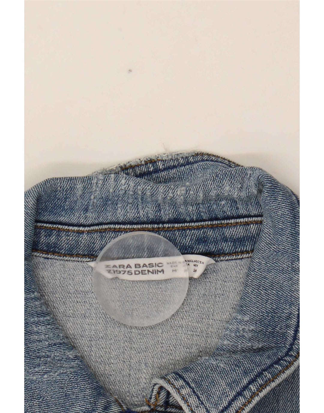 Zara Mujer Crop Denim Chaqueta UK 12 Algodón Azul Medio