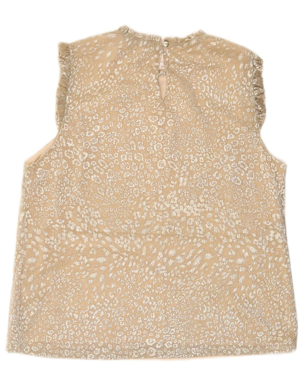 OASIS Blusa sin mangas para mujer UK 44 Large Beige Animal Print
