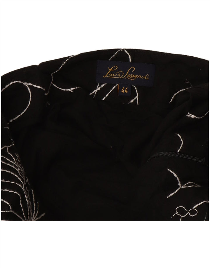 Luisa Spagnoli Falda acampanada para mujer IT 44 Mediana W28 Negro Floral