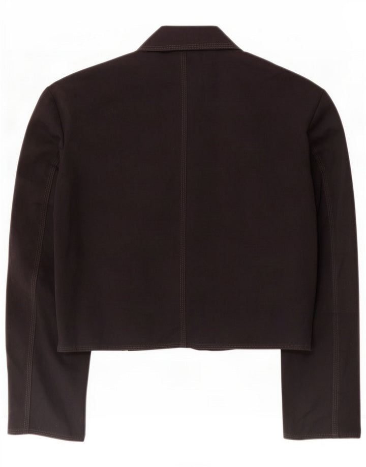 Stefanel Chaqueta Bolero de manga 3/4 para mujer UK 44 Grande Poliéster negro