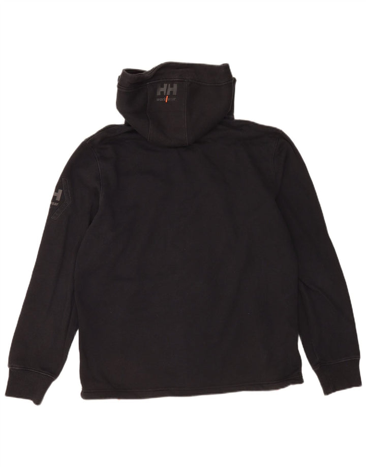 Helly Hansen Sudadera con capucha y cremallera gráfica para hombre, talla grande, algodón negro