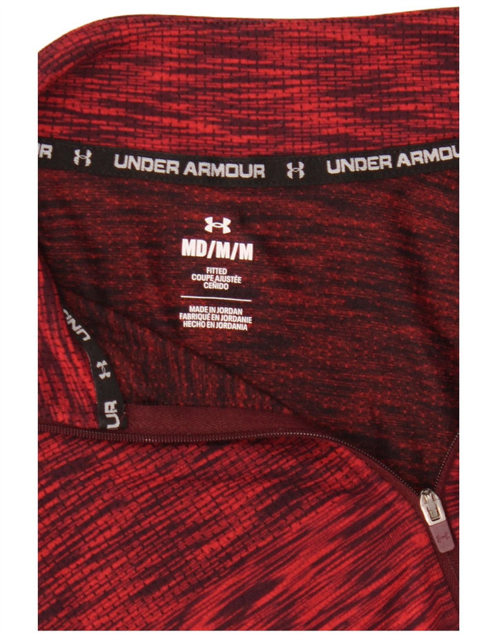 Under Armour Chándal con cremallera y cuello para hombre, parte superior mediana con moteado rojo