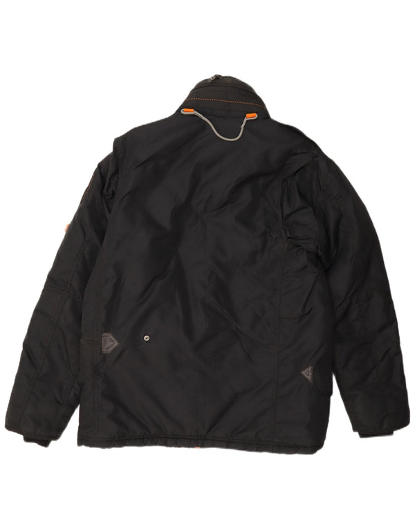 Tonino Lamborghini Chaqueta acolchada con capucha para hombre UK 36 Small Black