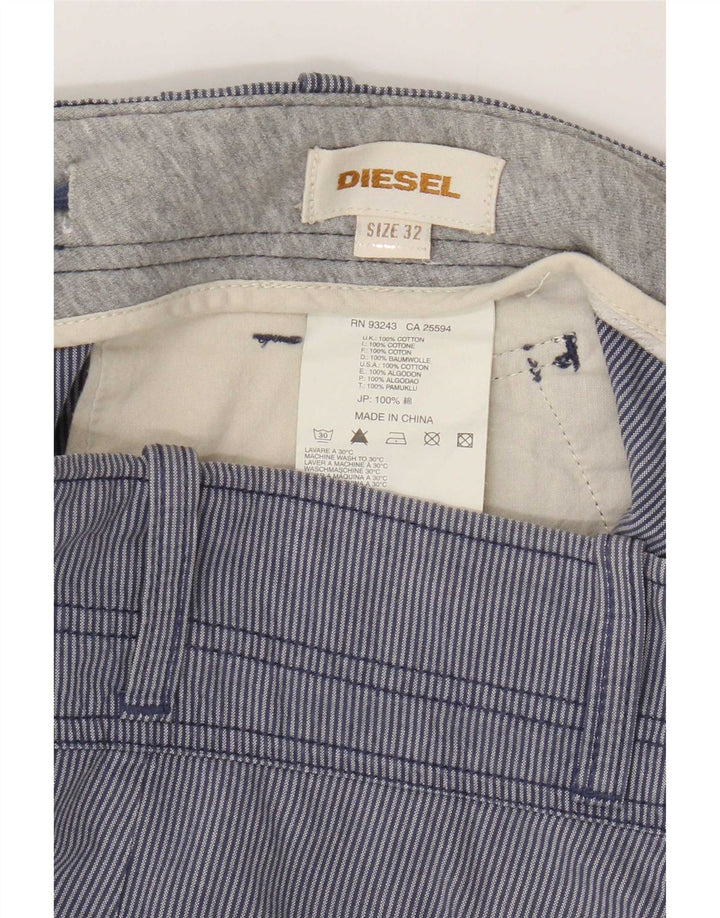 Diesel Pantalones Cortos Casuales Para Hombre W32 Algodón A Rayas Azul Grande