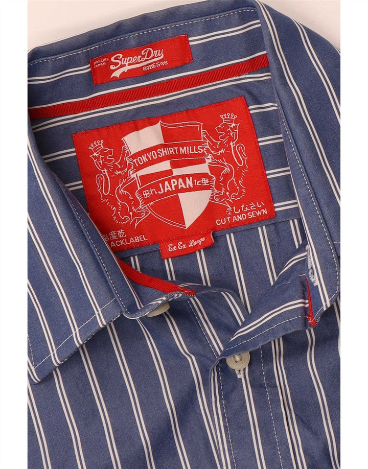 Camisa Superdry Hombre 2XL Azul Marino Rayas
