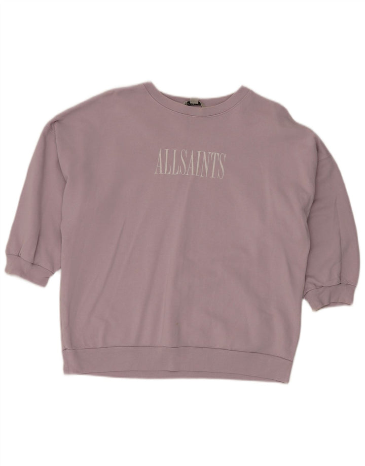 ALL SAINTS Sudadera con gráfico extragrande para mujer UK 10 Small Purple