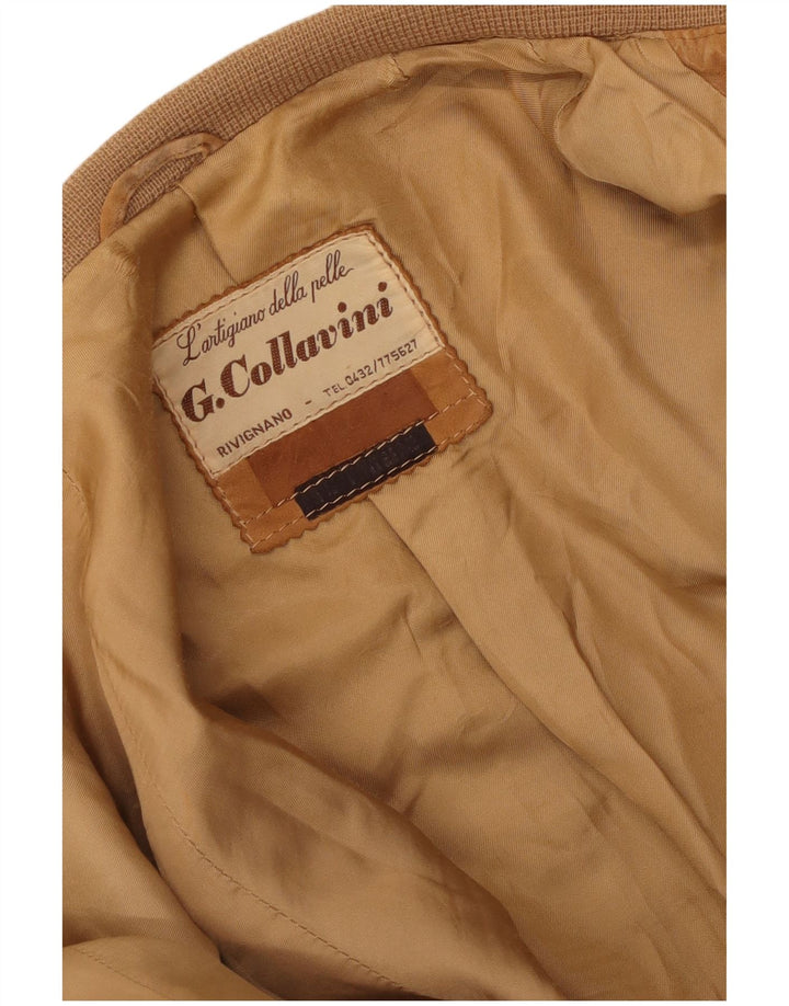 Vintage hombres ante bomber chaqueta Reino Unido 36 pequeño beige