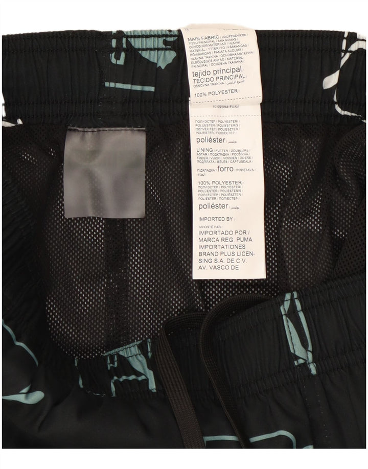 Puma Pantalones cortos deportivos gráficos para hombre pequeños deportivos de poliéster negro