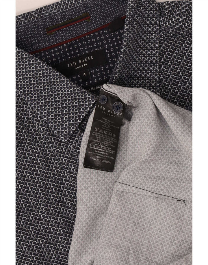 Ted Baker Camisa para hombre Talla 4 Grande Algodón con manchas azul marino