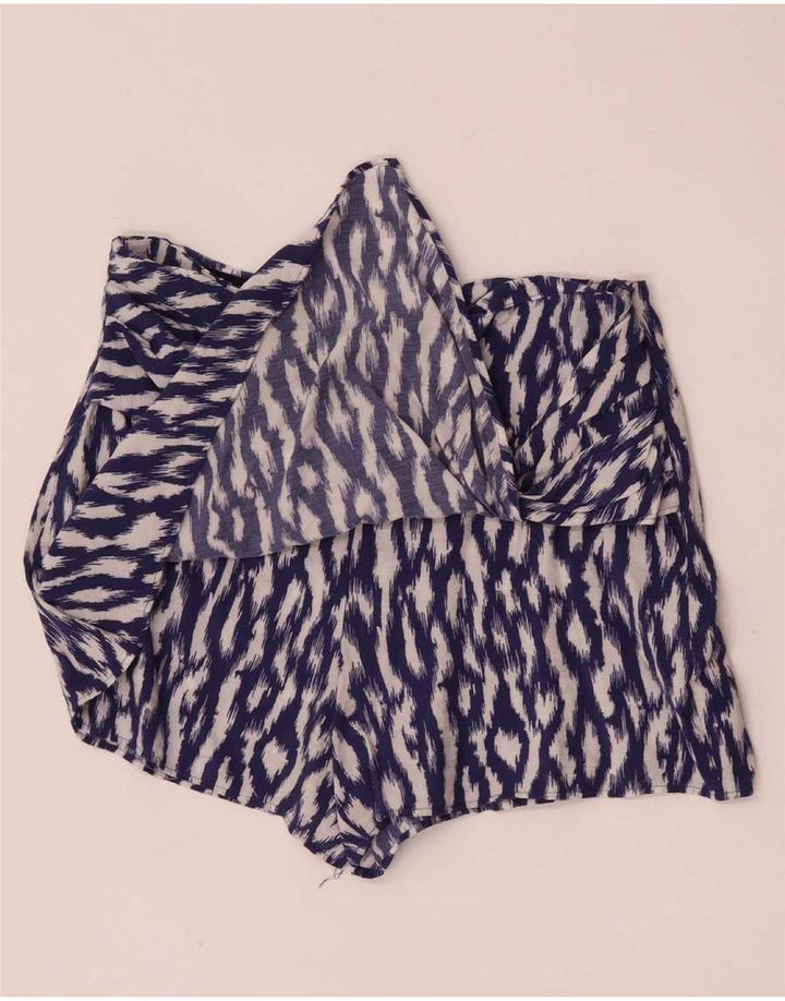 Zara Mujer Falda Pantalón Grande W30 Morado Ikat Viscosa