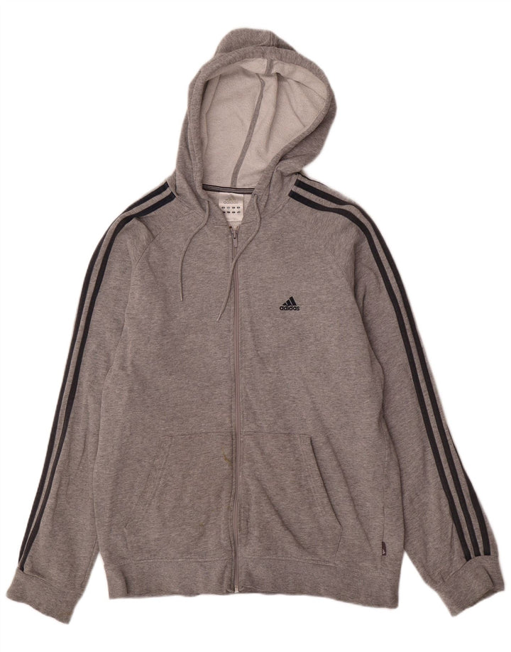 ADIDAS Sudadera con capucha y cremallera para hombre Algodón moteado gris medio