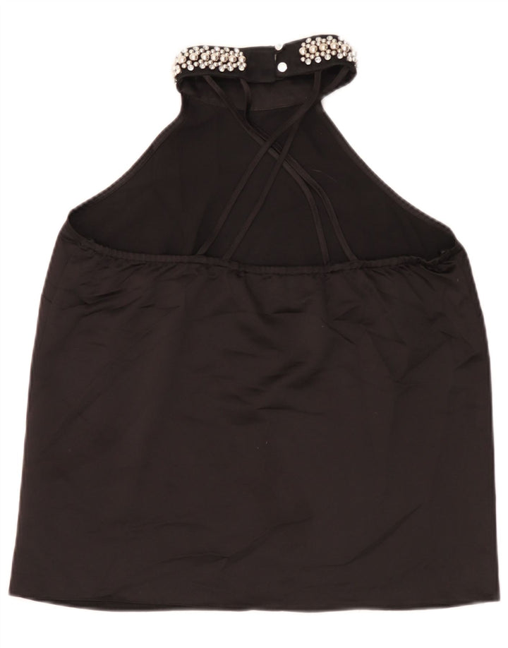 Top corto con cuello halter para mujer de Lipsy UK 40 Mediano Negro Poliéster