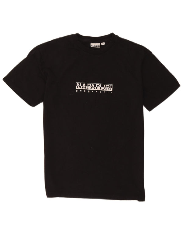 Napapijri Camiseta con gráfico geográfico para hombre Top pequeño de algodón negro