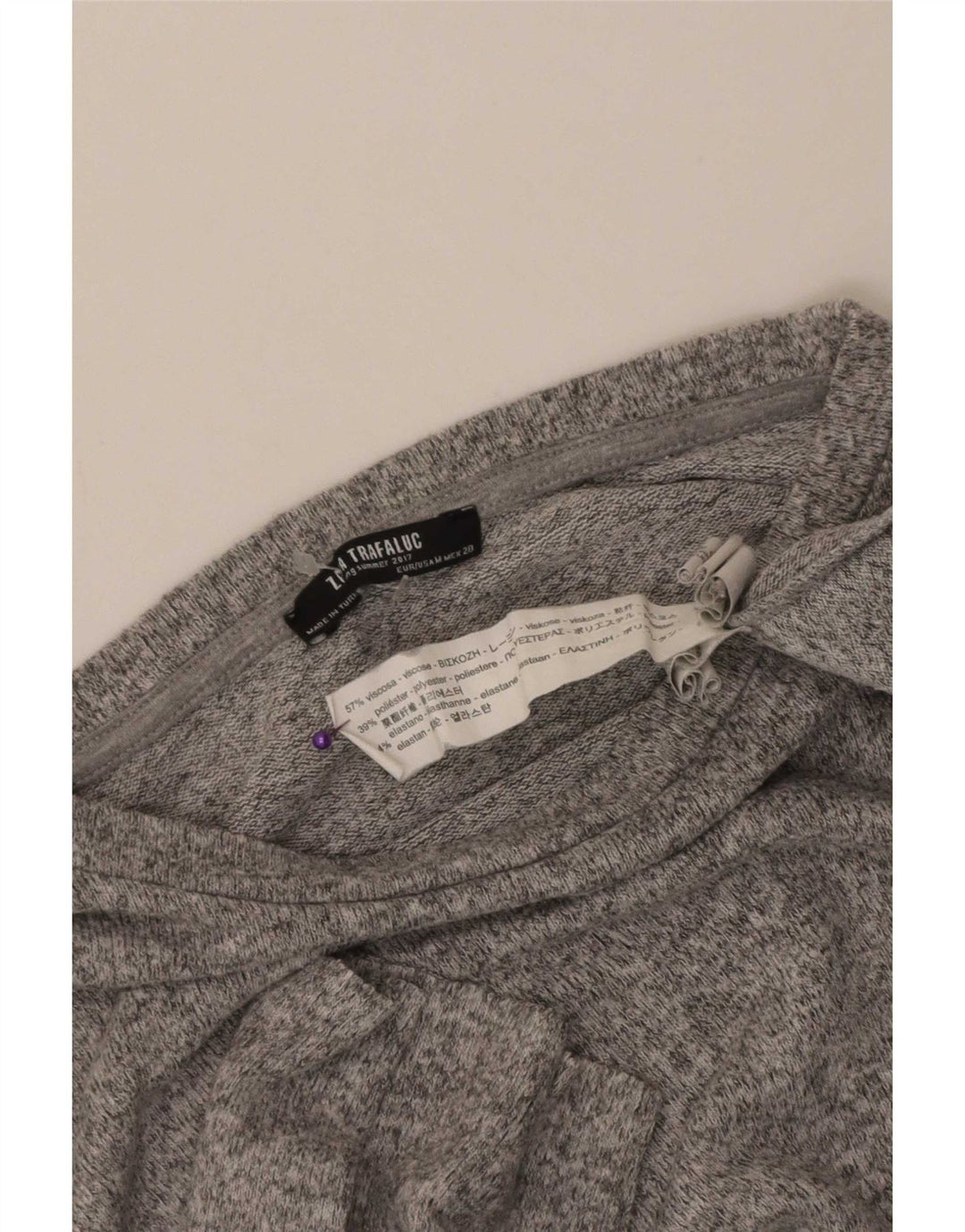 Zara Mujer Trafaluc Top Extragrande Manga 3/4 UK 44 Gris Medio Moteado