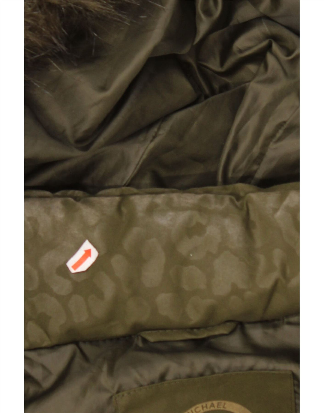 MICHAEL KORS Abrigo acolchado con capucha para mujer Reino Unido 44 Estampado animal caqui mediano