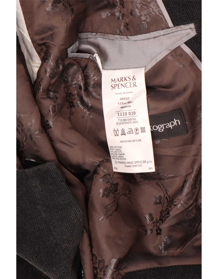 Marks & Spencer Chaqueta tipo blazer con 2 botones y autógrafo para hombre UK 46 XL Algodón gris